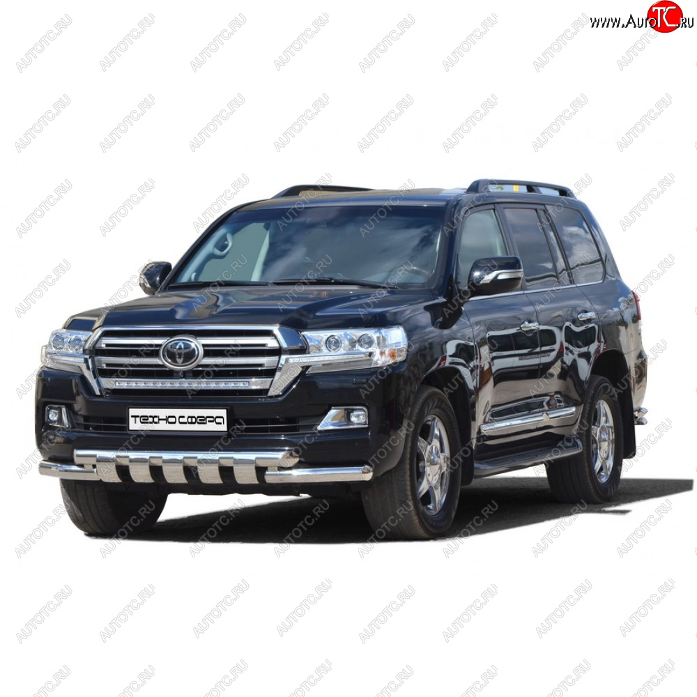 43 999 р. Защита переда труба двойная люкс нержавейка d76, Техно Сфера  Toyota Land Cruiser  200 (2007-2021) дорестайлинг, 1-ый рестайлинг, 2-ой рестайлинг (Нержавейка)  с доставкой в г. Керчь
