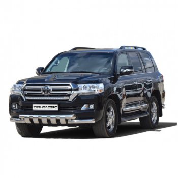 Защита переда труба двойная люкс с полимерным покрытием d76, Техно Сфера Toyota Land Cruiser  200 (2007-2021) дорестайлинг, 1-ый рестайлинг, 2-ой рестайлинг