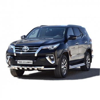  Защита порогов труба нержавейка d40, Техно Сфера Toyota Fortuner ( AN50/AN60,  AN160) (2004-2025) дорестайлинг, 1-ый рестайлинг, 2-ой рестайлинг, рестайлинг (Нержавейка)