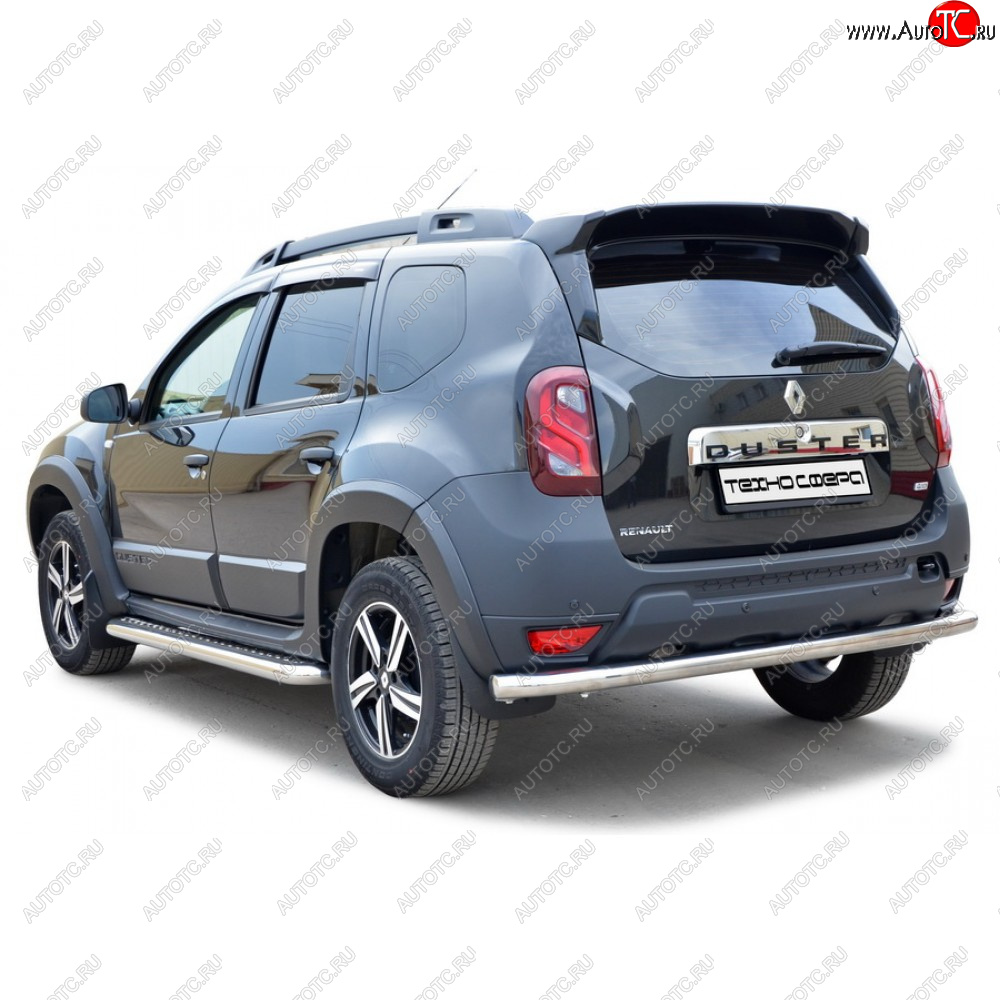 27 899 р. Защита заднего бампера нержавейка (труба) d63.5, Техно Сфера  Renault Duster ( HS,  HM) (2010-2024) дорестайлинг, рестайлинг (нержавейка)  с доставкой в г. Керчь