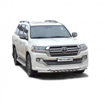 Защита переда труба двойная с полимерным покрытием d63.5, Техно Сфера Toyota Land Cruiser  200 (2015-2021) 2-ой рестайлинг