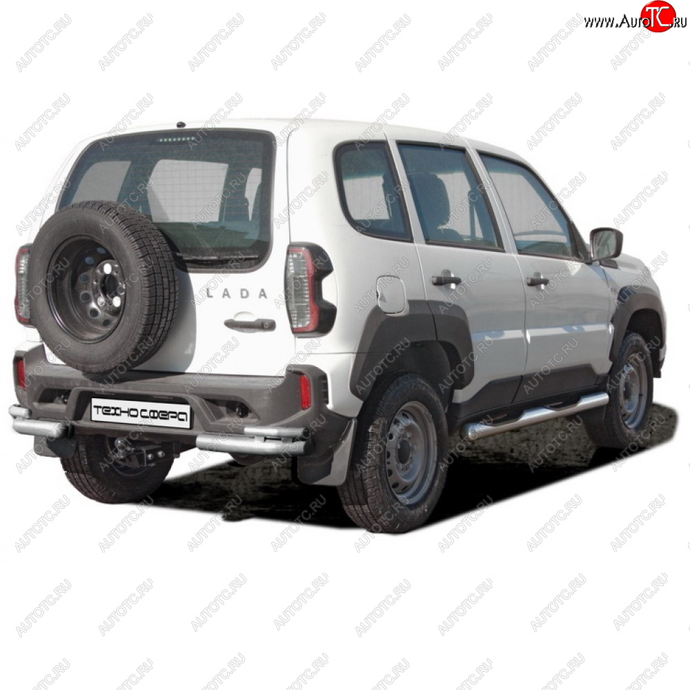 4 999 р. Защита заднего бампера d63.5 (уголки двойные люкс), Техно Сфера  Лада Нива Трэвел (2021-2025) (212300-80)  с доставкой в г. Керчь