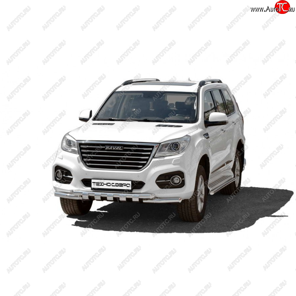 39 799 р. Защита переда нержавейка труба двойная люкс d63.5, Техно Сфера  Haval H9 (2015-2021) дорестайлинг, 1-ый рестайлинг, 2-ой рестайлинг (Нержавейка)  с доставкой в г. Керчь