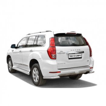 Защита заднего бампера нержавейка (уголки) d63.5, Техно Сфера Haval H9 (2015-2021) дорестайлинг, 1-ый рестайлинг, 2-ой рестайлинг (Крашенная)