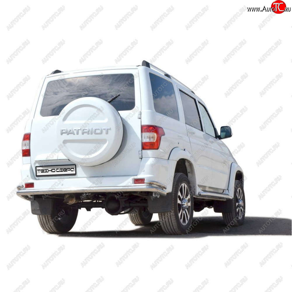 6 199 р. Защита заднего бампера d63.5 (труба с уголками), Техно Сфера Уаз Патриот 23632 2-ой рестайлинг пикап (2016-2025)  с доставкой в г. Керчь