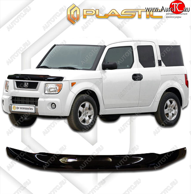 1 999 р. Дефлектор капота CA-Plastic  Honda Element  1 (2003-2008) YH дорестайлинг, YH 1-ый рестайлинг (classic черный, без надписи)  с доставкой в г. Керчь