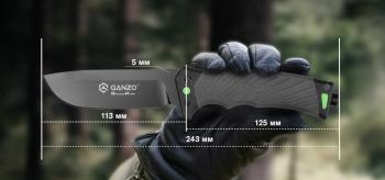 5 489 р. Нож туристический GANZO, длина 243 мм, сталь 8CR13, серый, с паракордом, в ножнах  g8012v2-gy  с доставкой в г. Керчь. Увеличить фотографию 11