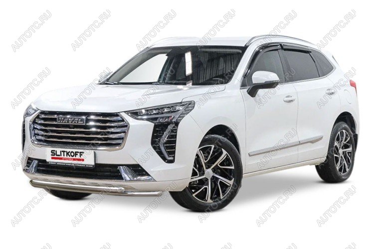 15 949 р. Защита переднего бампера d42+d42 двойная Slitkoff  Haval Jolion (2020-2024) дорестайлинг (нержавейка полированная)  с доставкой в г. Керчь
