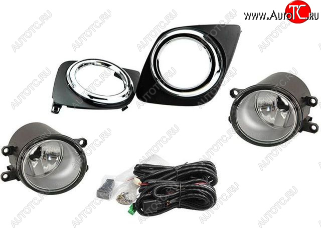 4 699 р. Комплект противотуманных фар (проводка, кнопка, решетка, пр-во Китай) BODYPARTS  Toyota RAV4  XA30 (2009-2010) 5 дв. удлиненный 1-ый рестайлинг (молдинг решетки хром)  с доставкой в г. Керчь