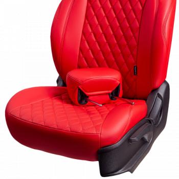 13 399 р. Комплект чехлов для сидений (РЗСиС 40/60 3ГОрегон) БАЙРОН Lord Autofashion  KIA Ceed  2 JD (2012-2018) дорестайлинг универсал, дорестайлинг, хэтчбэк, рестайлинг универсал, рестайлинг, хэтчбэк (красный, вставка красная, строчка красная)  с доставкой в г. Керчь. Увеличить фотографию 4