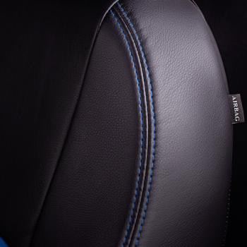 9 449 р. Комплект чехлов для сидений (к.Elegance РЗС 40/60+подлокот. 3Г Илана+Орегон) ТУРИН СТ Lord Autofashion  Skoda Octavia  A7 (2012-2020) дорестайлинг лифтбэк, дорестайлинг универсал, рестайлинг лифтбэк, рестайлинг универсал (черный, вставка синяя, строчка синяя)  с доставкой в г. Керчь. Увеличить фотографию 7