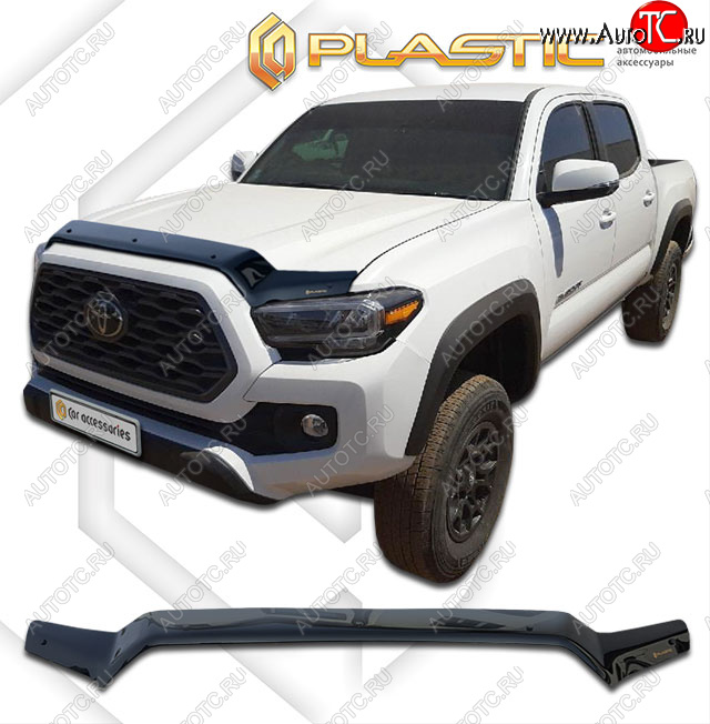 1 999 р. Дефлектор капота CA-Plastic Toyota Tacoma N300 PickUp DoubleCab дорестайлинг (2016-2019) (Classic черный)  с доставкой в г. Керчь