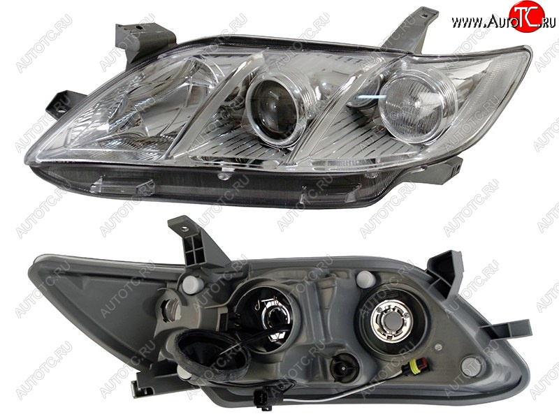 11 649 р. Фара левая (белый габарит, под электрокорректор, Евросвет) TYC  Toyota Camry  XV40 (2006-2008) дорестайлинг  с доставкой в г. Керчь
