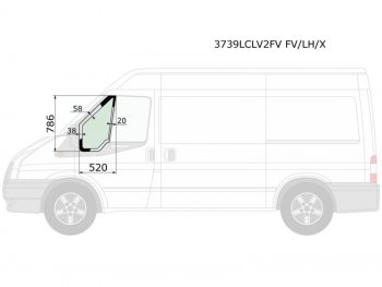 2 059 р. Стекло форточки (Цвет зеленый Без молдинга) Ford Transit 00-14 XYG 3739LCLV2FV FV/LH/X  с доставкой в г. Керчь. Увеличить фотографию 1