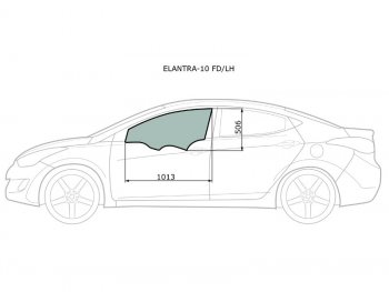 Стекло боковое опускное (Спереди Слева Цвет зеленый) Hyundai Elantra 10-16  Avante 10-15 XYG ELANTRA-10 FD/LH