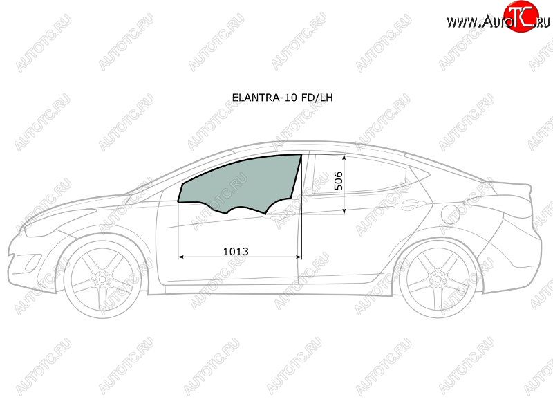2 599 р. Стекло боковое опускное (Спереди Слева Цвет зеленый) Hyundai Elantra 10-16  Avante 10-15 XYG ELANTRA-10 FD/LH  с доставкой в г. Керчь