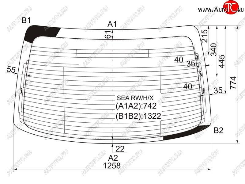 6 599 р. Стекло заднее (Цвет зеленый Обогрев Антенна) Honda Accord 02-08  Acura TSX 03-08 XYG SEA RW/H/X  с доставкой в г. Керчь