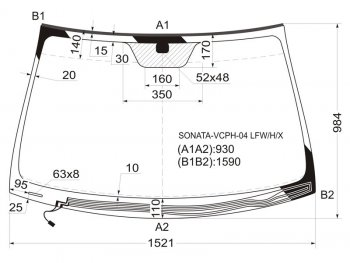 7 999 р. Стекло лобовое (Обогрев щеток) Hyundai Sonata 04-10 XYG SONATA-VCPH-04 LFW/H/X  с доставкой в г. Керчь. Увеличить фотографию 1