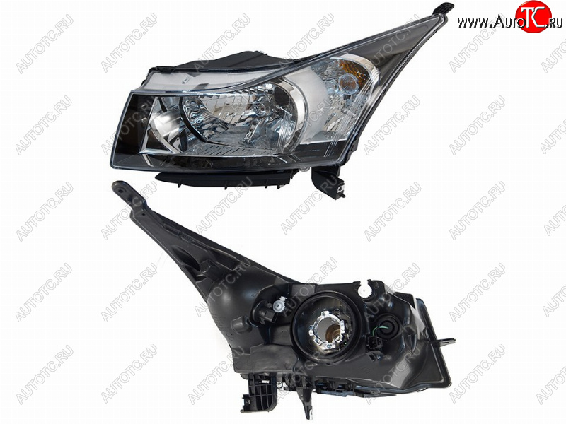 3 479 р. Фара левая (черная) SAT  Chevrolet Cruze ( J300,  J305) (2009-2015) седан дорестайлинг, хэтчбек дорестайлинг, седан рестайлинг, хэтчбек рестайлинг  с доставкой в г. Керчь