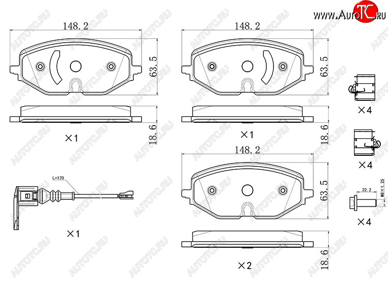 1 789 р. Колодки тормозные перед FL-FR SAT  Skoda Octavia  A8 (2019-2022), Volkswagen Golf  8 (2019-2025) (с датчиком износа и крепления)  с доставкой в г. Керчь