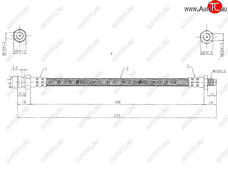 599 р. Шланг тормозной задний LH=RH SAT  Mitsubishi Lancer  9 CS - Outlander  CU  с доставкой в г. Керчь