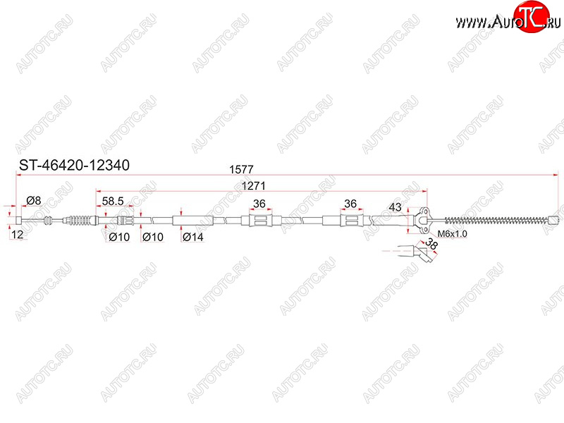 1 099 р. Трос ручника TY Corolla AEEE9# 2WD 87-91, -RH SAT ST-46420-12340  с доставкой в г. Керчь