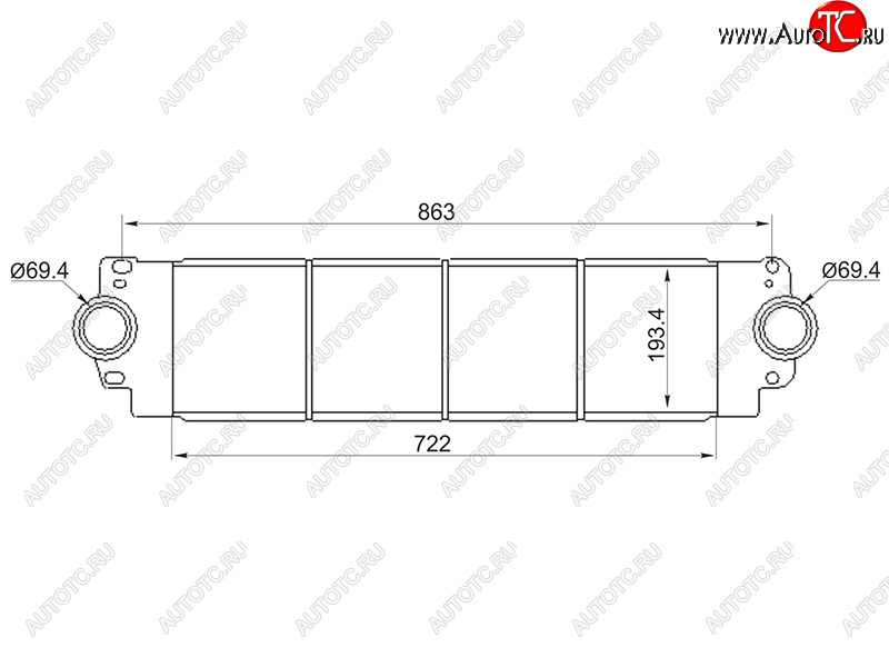 9 999 р. Интеркулер VW TRANSPORTER T5MULTIVAN 03- SAT ST-7H0145804A  с доставкой в г. Керчь