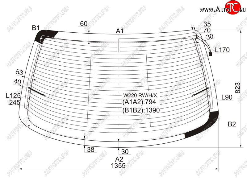 13 899 р. Стекло заднее (Цвет зеленый Обогрев Антенна) Mercedes-Benz S-Class 98-05 XYG W220 RW/H/X  с доставкой в г. Керчь