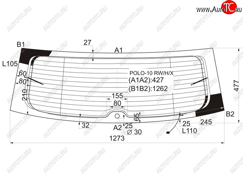9 549 р. Стекло заднее (Цвет зеленый Обогрев Антенна) Volkswagen Polo 09-20 XYG POLO-10 RW/H/X  с доставкой в г. Керчь
