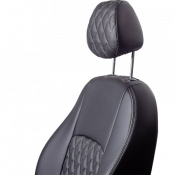 9 449 р. Комплект чехлов для сидений (РЗС 60/40 3Г экокожа), ТУРИН РОМБ Lord Autofashion  Chevrolet Aveo  T250 (2006-2011) седан рестайлинг (черный, вставка серая, строчка серая)  с доставкой в г. Керчь. Увеличить фотографию 2