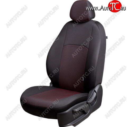 4 949 р. Комплект чехлов для сидений, (РЗС 40/60, 3Г жаккард) Дублин Lord Autofashion  Chevrolet Aveo  T300 (2011-2015) хэтчбек (черный, вставка Ёж Красная, строчка черная)  с доставкой в г. Керчь