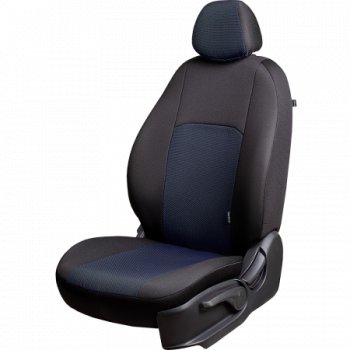 Комплект чехлов для сидений (РЗС 60/40 2П+1Г жаккард) Дублин Lord Autofashion Chevrolet Cruze  J300 (2009-2015) седан дорестайлинг, седан рестайлинг (черный, вставка Ёж синяя, строчка черная)