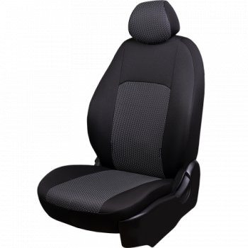 Комплект чехлов для сидений (РЗС 60/40 2П+1Г жаккард) Дублин Lord Autofashion Chevrolet Cruze  J300 (2009-2015) седан дорестайлинг, седан рестайлинг (черный, вставка Сеул серая, строчка черная)