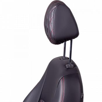 6 599 р. Комплект чехлов для сидений (ЦЗС Илана+Орегон) ТУРИН ст РОМБ Lord Autofashion  Daewoo Matiz  M150 (2000-2016) рестайлинг (черный, вставка черная+красная, строчка красная)  с доставкой в г. Керчь. Увеличить фотографию 3