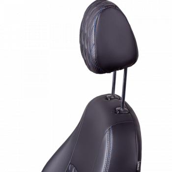 6 599 р. Комплект чехлов для сидений (ЦЗС Илана+Орегон) ТУРИН ст РОМБ Lord Autofashion  Daewoo Nexia  дорестайлинг (1995-2008) (черный, вставка черная+синяя, строчка синяя)  с доставкой в г. Керчь. Увеличить фотографию 2