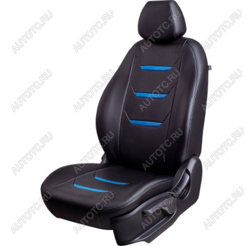 16 799 р. Комплект чехлов для сидений (ЦЗС 3Г Орегон) ТУРИН-2 Lord Autofashion  Datsun on-DO (2014-2021) седан дорестайлинг, седан рестайлинг (черный, вставка черная+синяя, строчка синяя)  с доставкой в г. Керчь