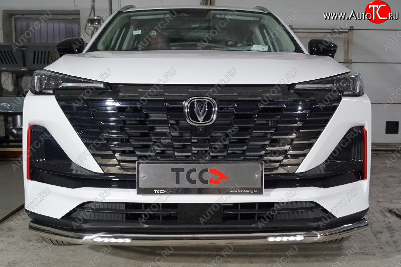 38 299 р. Защита переднего бампера нижняя с ДХО 60,3 мм ТСС Тюнинг  Changan CS55 Plus (2021-2025) (нержавейка)  с доставкой в г. Керчь