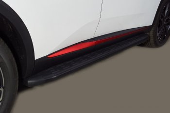 Пороги алюминиевые с пластиковой накладкой, ТСС Тюнинг Changan CS55 Plus (2021-2025) (карбон черные)