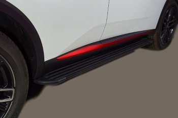 Пороги алюминиевые Slim Line ТСС Тюнинг Changan CS55 Plus (2021-2025) (Black )