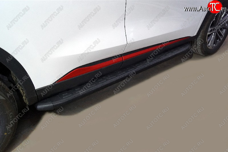 21 999 р. Пороги алюминиевые с пластиковой накладкой, ТСС Тюнинг  Changan CS75 (2018-2022) 1-ый рестайлинг (карбон черные)  с доставкой в г. Керчь