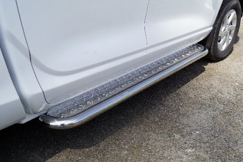 Пороги с площадкой 60,3 мм ТСС Тюнинг Changan Hunter Plus пикап (2022-2025) (серые)
