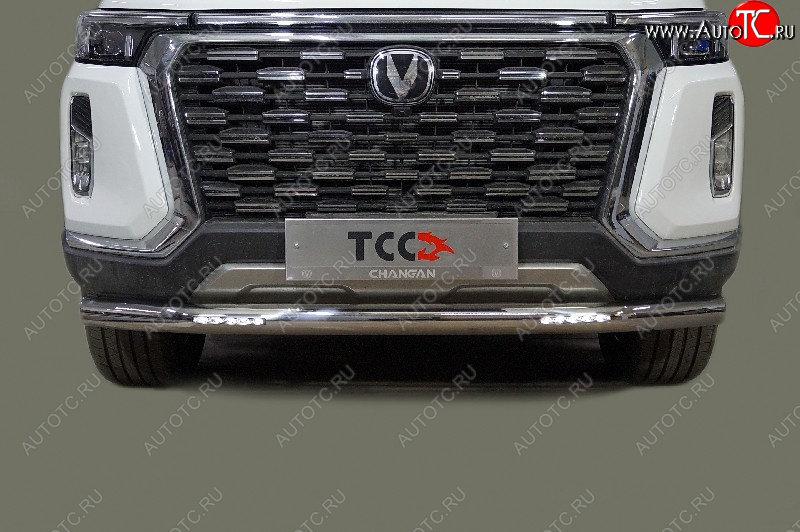45 799 р. Защита переднего бампера нижняя с ДХО 76,1 мм ТСС Тюнинг  Changan Hunter Plus (2022-2025) пикап (нержавейка)  с доставкой в г. Керчь