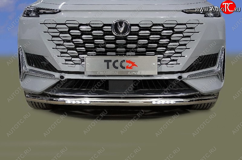 30 549 р. Защита переднего бампера нижняя с ДХО 60,3 мм ТСС Тюнинг  Changan UNI-K (2020-2025) (нержавейка)  с доставкой в г. Керчь