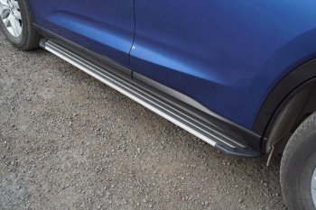 Пороги алюминиевые Slim Line ТСС Тюнинг GAC GS5 (2018-2025) (Silver)