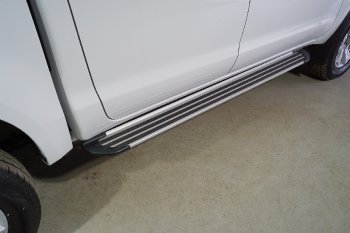 Пороги алюминиевые Slim Line ТСС Тюнинг JAC T6 (2018-2024) пикап (Slim Line Silver)