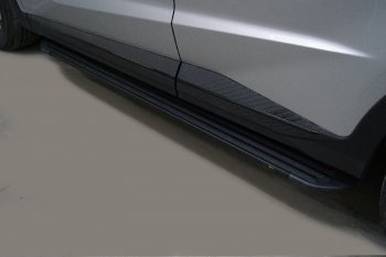 Пороги алюминиевые Slim Line ТСС Тюнинг Jetour X70 Plus (2023-2025) (Black)