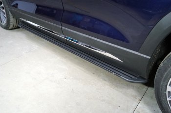 Пороги алюминиевые Slim Line ТСС Тюнинг Jetour X90 Plus (2021-2025) (Black)