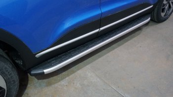 Пороги алюминиевые с пластиковой накладкой ТСС Тюнинг Kaiyi X3 Pro (2023-2025) (серые)