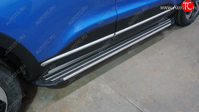 21 999 р. Пороги алюминиевые Slim Line ТСС Тюнинг  Kaiyi X3 Pro (2023-2025) (Silver)  с доставкой в г. Керчь