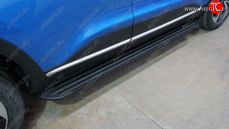22 999 р. Пороги алюминиевые Slim Line ТСС Тюнинг  Kaiyi X3 Pro (2023-2025) (Black)  с доставкой в г. Керчь